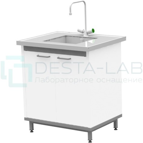 Стол-мойка на опорной тумбе из металла ЛАБ-М МО МЕ 80.65.90 РР