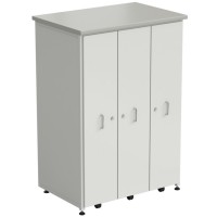 Шкаф 3 выдвижные вертикальные секции 930x630x1350 ламинат серый, белый метал
