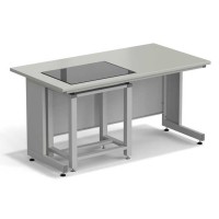 Стол весовой с приставкой ЭКРОС 1500х800х750 мм, весовой стол слева, раб. поверхность - ЛАМИНАТ СЕРЫЙ