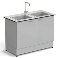 Стол-мойка ЭКРОС 1200х600х900 мм, две чаши стеклопластик, раб. поверхность - LABGRADE