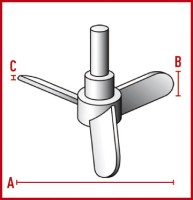 Перемешивающий элемент Bohlender пропеллерный, длина 1200 мм, диаметр вала 10 мм, диаметр мешалки 140 мм, PTFE