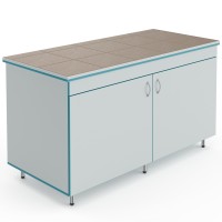 Лабораторный торцевой стол со столешницей из керамогранитной плитки Теолаб СЛТ НВК 1500 КГ