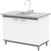Стол-мойка на опорной тумбе из металла ЛАБ-М МО МЕ 120.65.90 РР