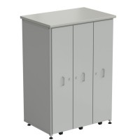 Шкаф 3 выдвижные вертикальные секции 930x630x1350 ламинат серый, серый металл