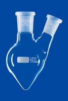 Колба двухгорлая грушевидная Lenz 250 мл, боковой шлиф NS14/23 под углом 25° к центральному NS14/23, стекло