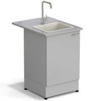 Стол-мойка ЭКРОС 600х800х900 мм, чаша полипропилен, раб. поверхность - МОНОЛИТНЫЙ КЕРАМОГРАНИТ с ПВХ кромкой