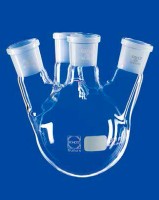 Колба четырехгорлая круглодонная Lenz 500 мл, три боковых шлифа NS29/32 под углом 15° к центральному NS29/32, стекло