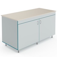 Лабораторный торцевой стол со столешницей из монолитной керамики Теолаб СЛТ НВК 1500 МОН