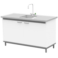 Стол-мойка на опорной тумбе из металла ЛАБ-М МО МЕ 150.65.90 РР