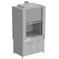 Шкаф вытяжной с коконом из стеклопластика без воды с электрикой 1200х820х2240, раб. поверхность - МОНОЛИТНЫЙ КЕРАМОГРАНИТ