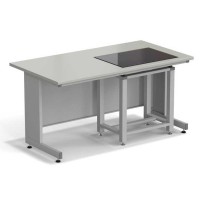 Стол весовой с приставкой ЭКРОС 1500х800х750 мм, весовой стол справа, раб. поверхность - ЛАМИНАТ СЕРЫЙ