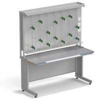 Стол титровальный ЭКРОС 1500х600х750/1735 мм, раб. поверхность - МОНОЛИТНЫЙ КЕРАМОГРАНИТ с НС бортиком