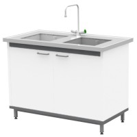 Стол-мойка на опорной тумбе из металла ЛАБ-М МД МЕ 120.65.90 PP