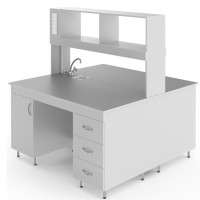 Химический островной стол со столешницей из химстойкого пластика НВ-1500 ОСПХ