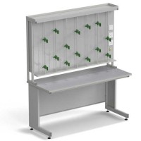 Стол титровальный ЭКРОС 1500х600х750/1735 мм, раб. поверхность - МОНОЛИТНЫЙ КЕРАМОГРАНИТ с ПВХ кромкой