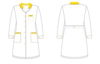 Халат лабораторный женский, хлопок/полиэстер, белый с отделкой, с манжетом, приталенный, премиум, 1 шт., Диаэм