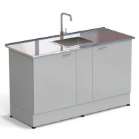 Стол-мойка ЭКРОС 1500х600х900 мм, чаша нержавеющая сталь по центру, раб. поверхность - НЕРЖАВЕЮЩАЯ СТАЛЬ