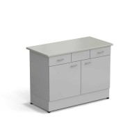 Стол-тумба ЭКРОС 1200х600х900 мм 2 двери + 2 ящика, раб. поверхность - ЛАМИНАТ СЕРЫЙ