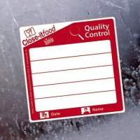 Наклейки Bürkle close-it food 95х95 мм красная печать, 500 шт/рул