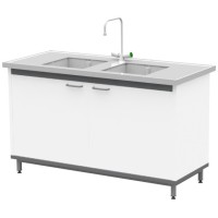 Стол-мойка на опорной тумбе из металла ЛАБ-М МД МЕ 150.65.90 PP