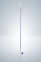 Бюретка Hirschmann 10 : 0,02 мл, класс AS, с линией Шеллбаха, светлое стекло, синяя градуировка, клапанный PTFE кран