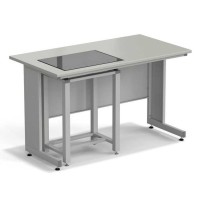 Стол весовой с приставкой ЭКРОС 1500х800х900 мм, весовой стол слева, раб. поверхность - ЛАМИНАТ СЕРЫЙ