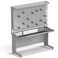 Стол титровальный ЭКРОС 1500х600х750/1735 мм, раб. поверхность - НЕРЖАВЕЮЩАЯ СТАЛЬ