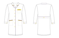 Халат лабораторный женский, хлопок/полиэстер, белый с отделкой, с манжетом, прямой, премиум, 1 шт., Диаэм