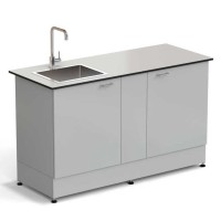 Стол-мойка ЭКРОС 1500х600х900 мм, чаша нержавеющая сталь слева, раб. поверхность - LABGRADE