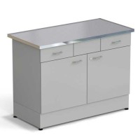 Стол-тумба ЭКРОС 1200х600х900 мм 2 двери + 2 ящика, раб. поверхность - МОНОЛИТНЫЙ КЕРАМОГРАНИТ с НС бортиком