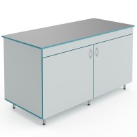 Лабораторный торцевой стол со столешницей из химстойкого пластика Теолаб СЛТ НВК 1500 ПЛАСТ