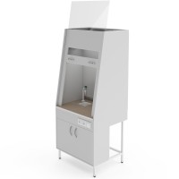 Вытяжной шкаф со столешницей из керам. плитки, с сантехникой и вытяжкой из нижней тумбы Теолаб ШВ-900 КГ-С-В