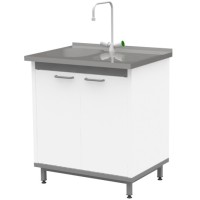 Стол-мойка на опорной тумбе из металла ЛАБ-М МО13 МЕ 80.60.90 SS