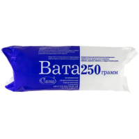 Вата медицинская гигроскопическая хирургическая хлопковая, н/ст. 250 гр. Емельяновская