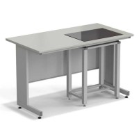 Стол весовой с приставкой ЭКРОС 1500х800х900 мм, весовой стол справа, раб. поверхность - ЛАМИНАТ СЕРЫЙ