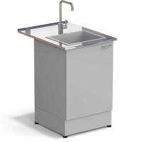 Стол-мойка ЭКРОС 600х800х900 мм, чаша стеклопластик, раб. поверхность - НЕРЖАВЕЮЩАЯ СТАЛЬ