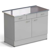 Стол-тумба ЭКРОС 1200х600х900 мм 2 двери + 2 ящика, раб. поверхность - НЕРЖАВЕЮЩАЯ СТАЛЬ