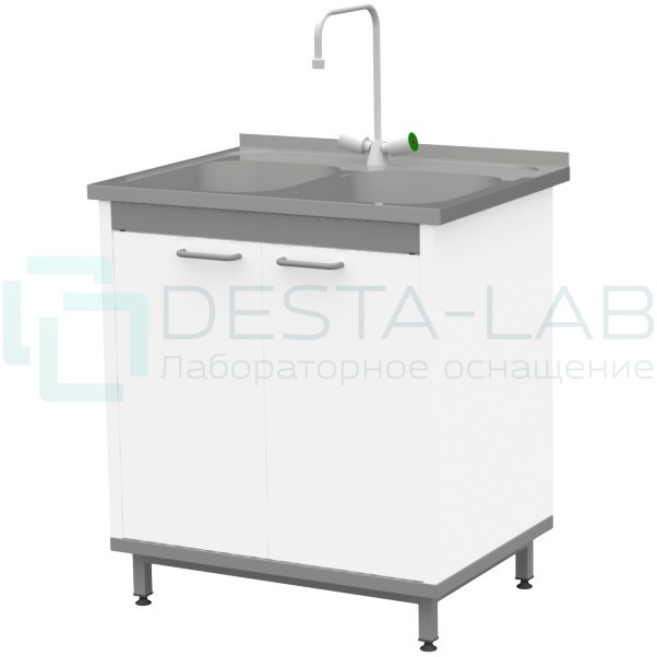 Стол-мойка на опорной тумбе из металла ЛАБ-М МД13 МЕ 80.60.90 SS