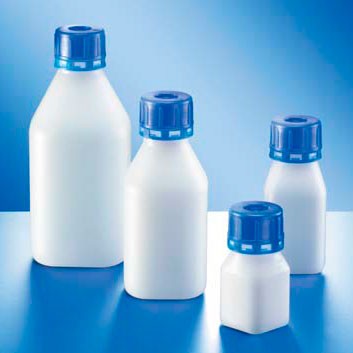 Бутыль Kautex узкогорлая "SafeGrip" 250 мл, HDPE, квадратная, Ø 32 мм, естественный цвет, без крышки