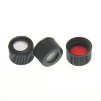 Крышка винтовая 8-425, ПП, черная, с отверстием, с септой 8 мм Red PTFE/White Silicone, 1,5 мм, 100 шт./уп., Zhejiang ALWSCI Technologies