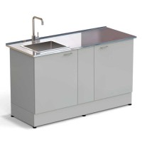 Стол-мойка ЭКРОС 1500х600х900 мм, чаша нержавеющая сталь слева, раб. поверхность - НЕРЖАВЕЮЩАЯ СТАЛЬ