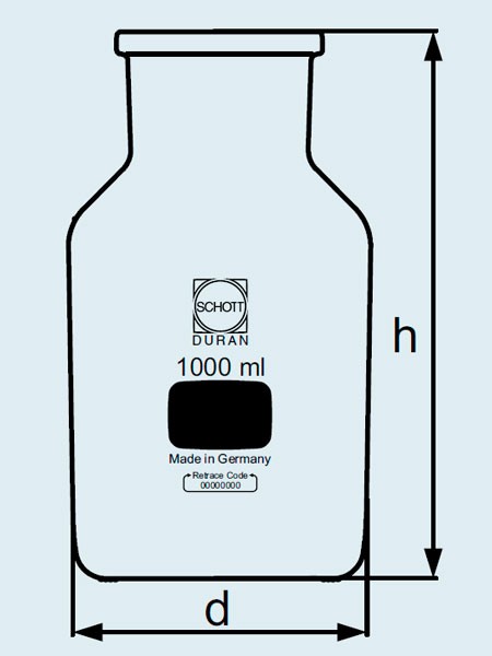 Бутыль DURAN Group 5000 мл, NS85/55, широкогорлая, без пробки, бесцветное стекло