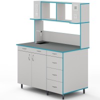 Пристенный стол с сантехникой и столешницей из химстойкого пластика СЛП НВК 1200 ПЛАСТ+