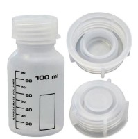 Банка д/реактивов 100 мл, с черной град., шир/горл, с крышкой, п/п, LAMAPLAST