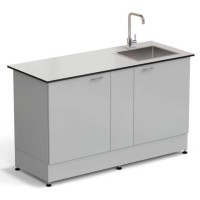 Стол-мойка ЭКРОС 1500х600х900 мм, чаша нержавеющая сталь справа, раб. поверхность - LABGRADE