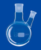 Колба двухгорлая круглодонная Lenz 100 мл, боковой шлиф NS19/26 под углом 20° к центральному NS24/29, стекло