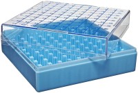 Штатив для хранения криопробирок 1-1,5 мл, 100 мест, поликарбонат, с крышкой, синий, CryoBox, Nalgene, 10 шт./уп., Thermo FS