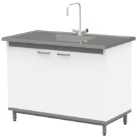 Стол-мойка на опорной тумбе из металла ЛАБ-М МО 30 МЕ 120.65.90 SS