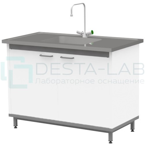Стол-мойка на опорной тумбе из металла ЛАБ-М МО 30 МЕ 120.65.90 SS