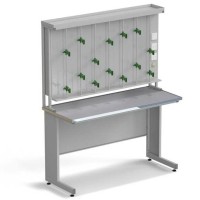 Стол титровальный ЭКРОС 1500х600х900/1885 мм, раб. поверхность - МОНОЛИТНЫЙ КЕРАМОГРАНИТ с НС бортиком